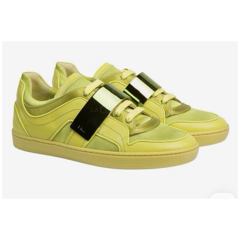 Dior B-Dee Cloth Trainers Yellow Green Size 36 - Picture 2 of 11